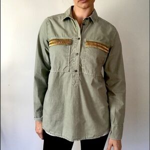 J. CREW popover shirt w/ beaded pockets 12